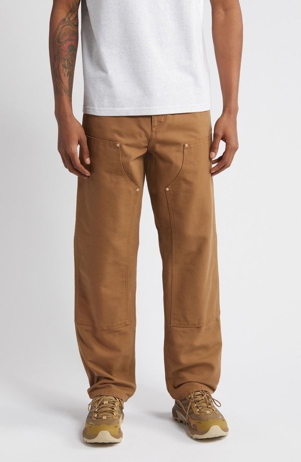 カーハート メンズ ボトムス カジュアルパンツ Carhartt Work In Progress Double Knee Pants Hamilton Brown Rinsed ブラウン