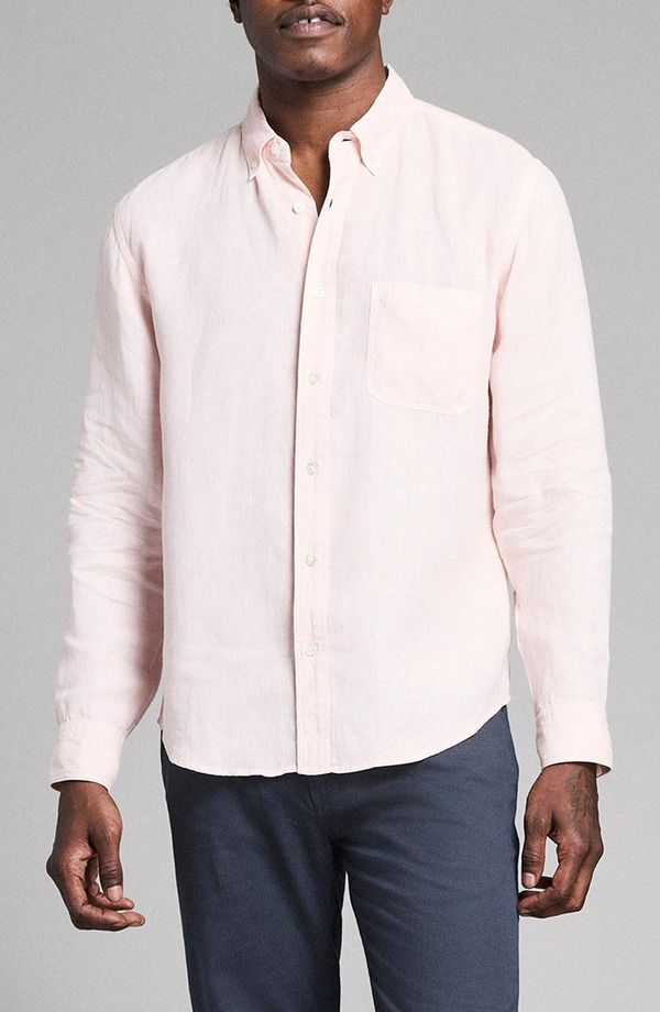 ビリーレイド メンズ トップス シャツ ダウン リネン Billy Reid Tuscumbia Linen ButtonDown Shirt Blush ブラッシュ