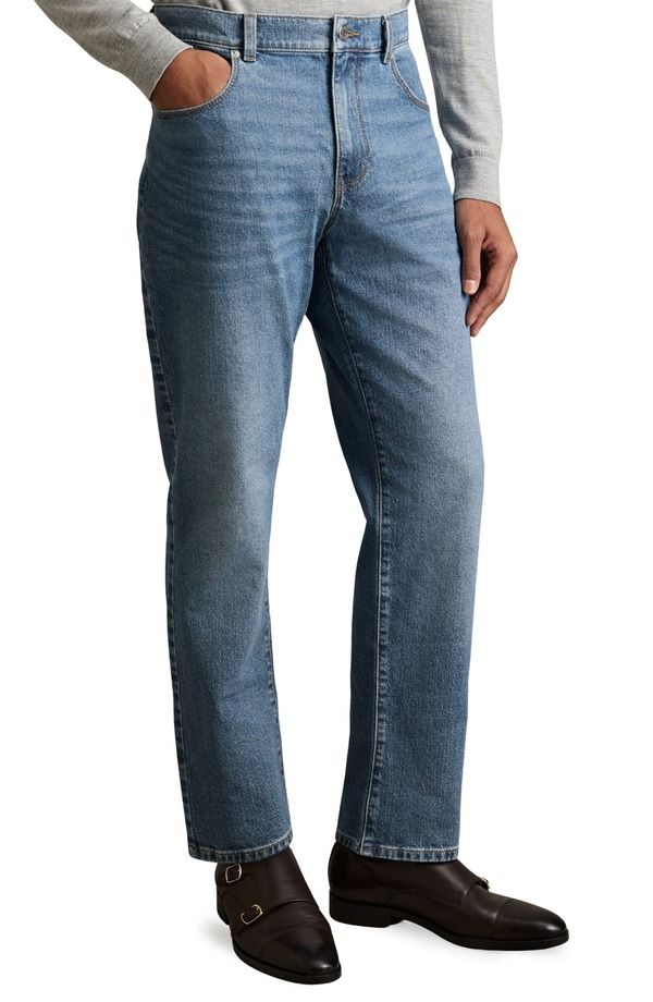 レイス メンズ ボトムス デニムパンツ ストレート ジーンズ Reiss Bishopsgate Straight Leg Jeans Mid Blue Wash ブルー 39,520円