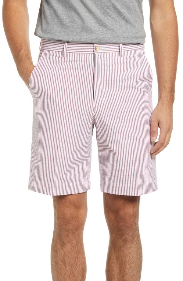ベール メンズ ボトムス ハーフパンツ・ショーツ ショートパンツ Berle Flat Front Seersucker Shorts Garnet 22,960円