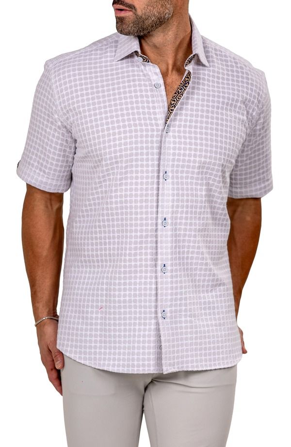マセオ メンズ トップス シャツ Maceoo Galileo Marthy Short Sleeve ButtonUp Shirt Grey グレー