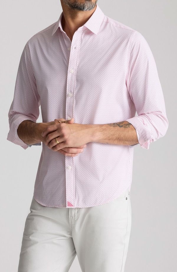 アンタックイット メンズ トップス シャツ プリント UNTUCKit Fairfax Microprint Performance ButtonUp Shirt New Pink ピンク