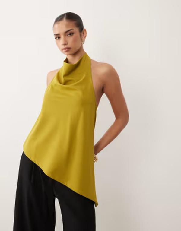 エイソス レディース トップス タンクトップ アシンメトリー ASOS DESIGN slinky twillongline cami top with asymmetric hem part of
