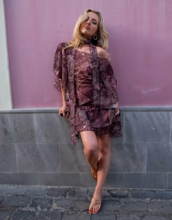 デイジーストリート レディース ボトムスカート アシンメトリー ミニ Daisy Street x Emma Jean asymmetric hemini skirt paisley part of