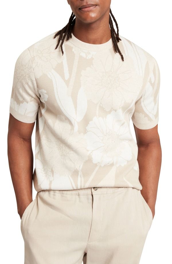 テッドベーカー メンズ アウター パーカー・スウェット フラワー柄 セーター フラワー Ted Baker Baryn Floral Short Sleeve Sweater Taupe トープ 39,520円