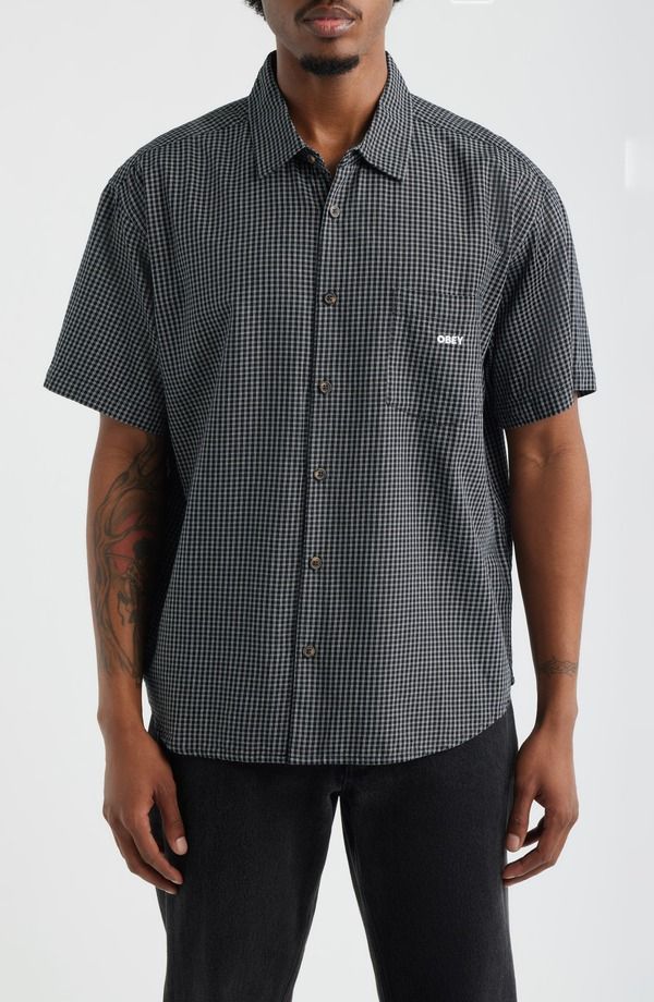 オベイ メンズ トップス シャツ Obey Bigwig Frank Check Short Sleeve ButtonUp Shirt Black Multi ブラック