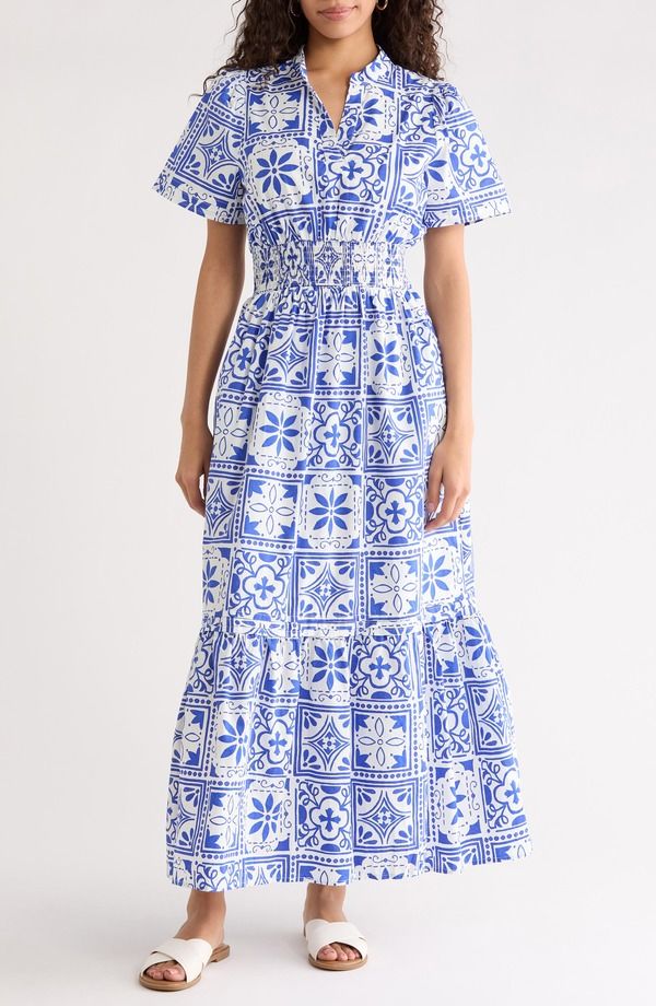 シュガーリップス レディース トップス ワンピース A ライン フラワー柄 プリント フラワー SUGARLIPS Lara Floral Print ALine Dress WhiteBluesCo