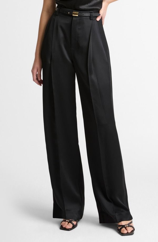 ヴィンス レディース ボトムス レギンス ハイウエスト プリーツ パンツ サテン Vince Pleated High Waist Satin Pants Black ブラック