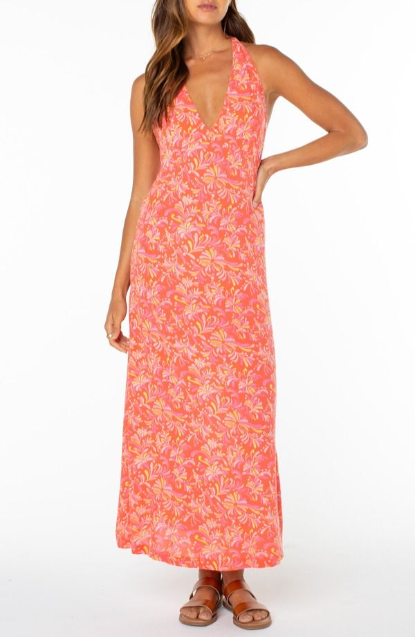 ロキシー レディース トップス ワンピース マキシ Roxy Beach Day Maxi Dress Hot Coral コーラル 17,610円