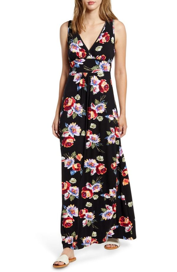 ラブアペラ レディース トップス ワンピース フラワー柄 プリント マキシ フラワー Loveappella Floral Print Maxi Dress Black Coral ブラック 17,610円