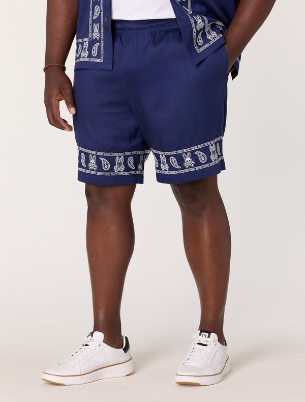 サイコバニー メンズ ボトムス ハーフパンツ・ショーツ トール ショートパンツ 刺繍 Psycho Bunny Big Tallukembroidered Shorts Evening Blue ブル