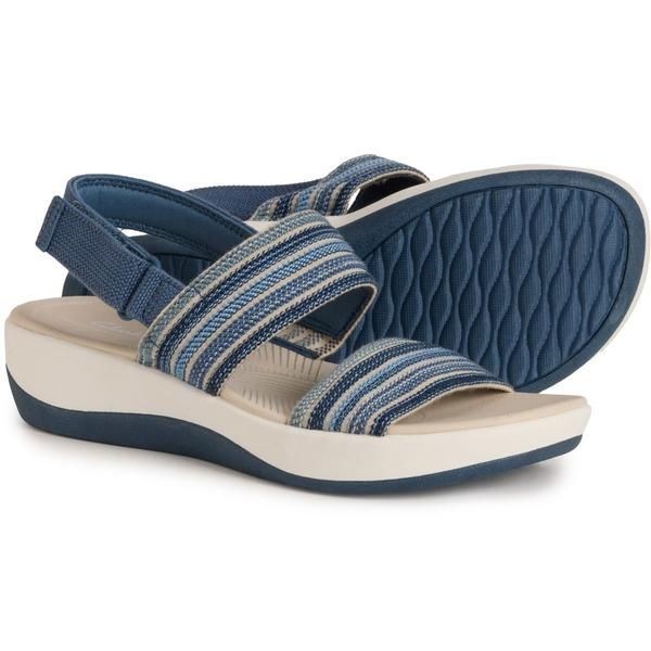 クラークス レディース シューズ サンダル Clarks Arla Stroll 2Strap Sandals For Women Blue Combi ブルー