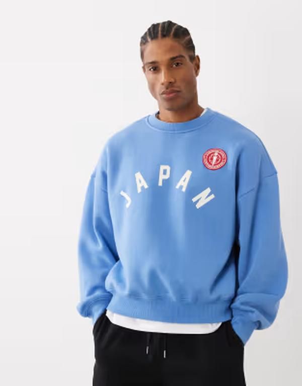 コットンオン メンズ アウター パーカー・スウェット シャツ グラフィック Cotton box fit graphic sweatshirt dusk Blue dusk ブルー
