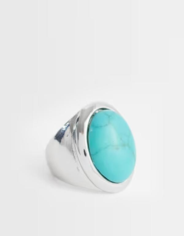 リクレイム ヴィンテージ レディース アクセサリー リング Reclaimed Vintage turquoise gem stone ring Silver シルバー