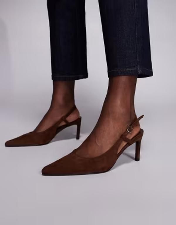 パブリックデザイア ワイドフィット レディース シューズ サンダル スエード ヒール Public Desire Wide Fit slingbackitten heelsuedette Brown