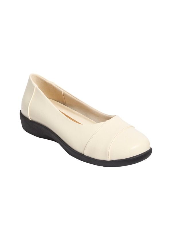 コンフォートビュー レディース シューズ パンプス レザー フェイクレザー Comfortview The Gab Faux Leather Slip On Flat Bone