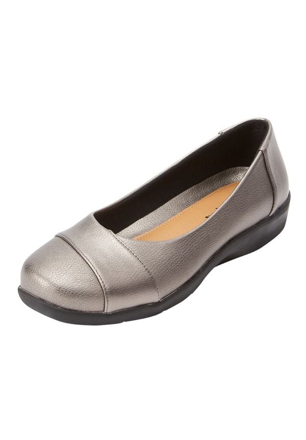 コンフォートビュー レディース シューズ パンプス レザー フェイクレザー Comfortview The Gab Faux Leather Slip On Flat Gunmetal ガンメタル 15,826円