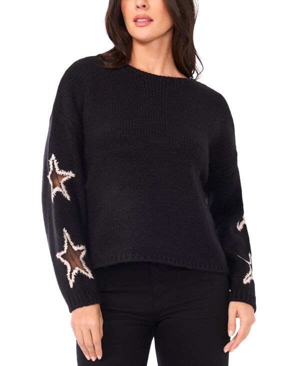 サムアンドジェス レディース アウター ニット・セーター クルーネック Sam Jess Womens Crewneck Star Pattern Sweaterich Black ブラック