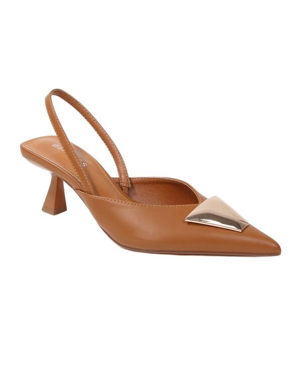 バーネス レディース シューズ パンプス BERNESS Womens Cielo Slingback Pumps with GoldToneTrapezoid Accent Camel キャメル 12,946円