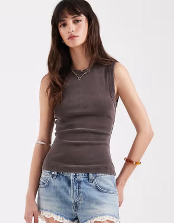 フリーピープル レディース トップス タンクトップ Free People murphy tank top in chocolate チョコレート