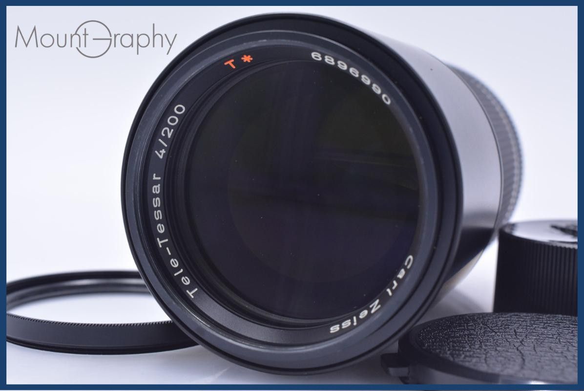【動作保証】 カールツァイス Carl Zeiss Tele-Tessar 200mm F4 T* 前後キャップ&レンズフィルター付 コンタックスY/C用 同梱無料 #my815