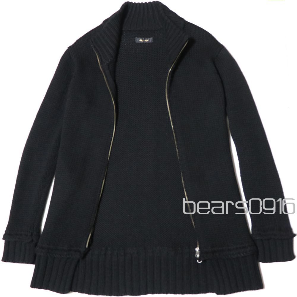 【Y2Kギャル男】ロイヤルフラッシュ ドライバーズニット メンズ 表記無 日本L相当 黒 美品 ROYAL FLASH お兄系 アーカイブ グランジロック タイト モード ウール ダブルジップ