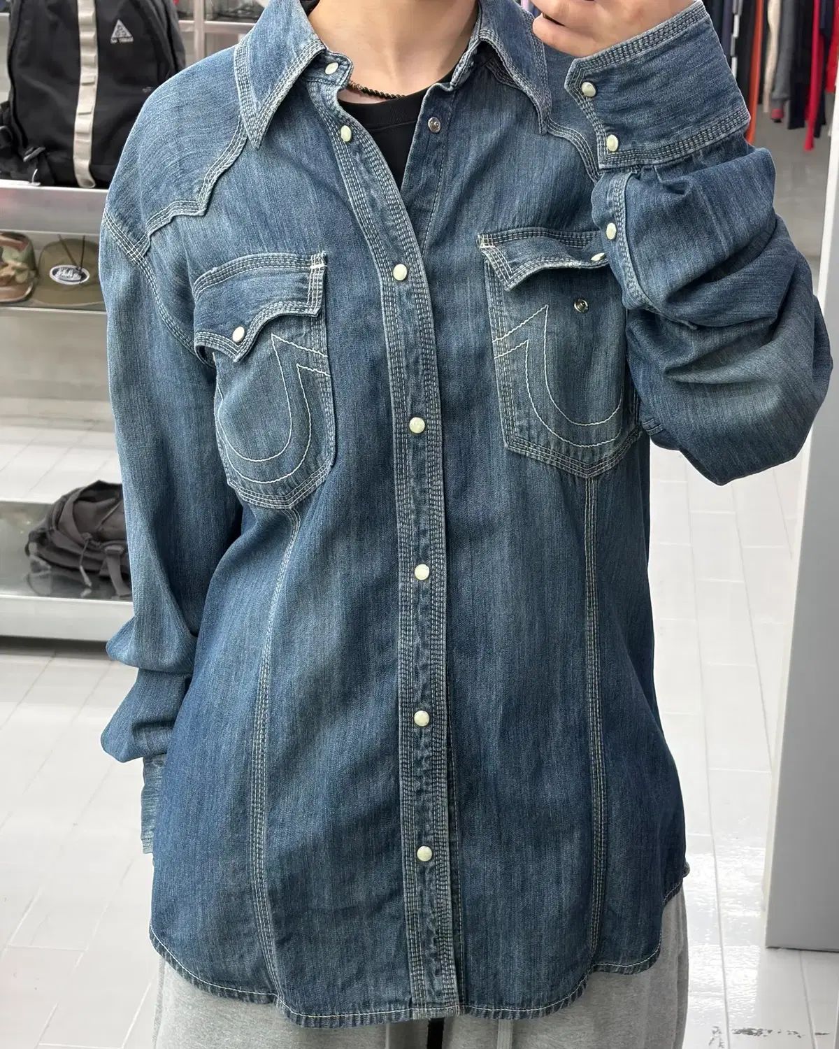 (XL) トゥルーレリジョン デニム ウェスタン シャツ