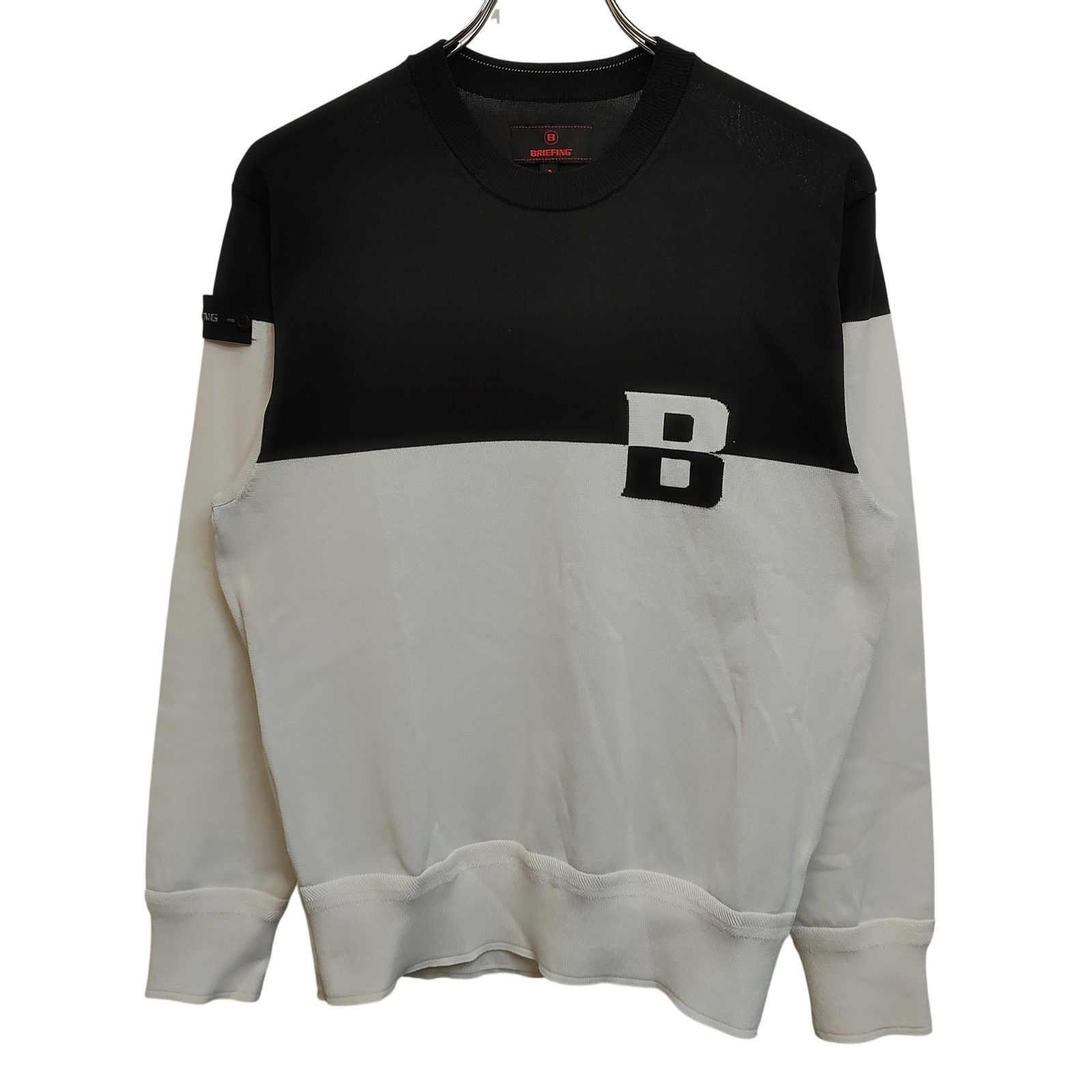 BRIEFING GOLF BRIEFING GOLF 26SS WR BI-COLOR KNIT LONG SLEEVE KNIT BRG261TM45 S BLACK x WHITE MENS