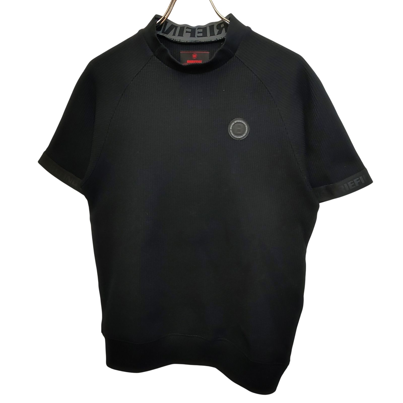 BRIEFING GOLF ブリーフィングゴルフ 26SS WAFFLE NECK LOGO HIGHNECK ワッフル 半袖 モックネック シャツ BRG261M83 S ブラック メンズ