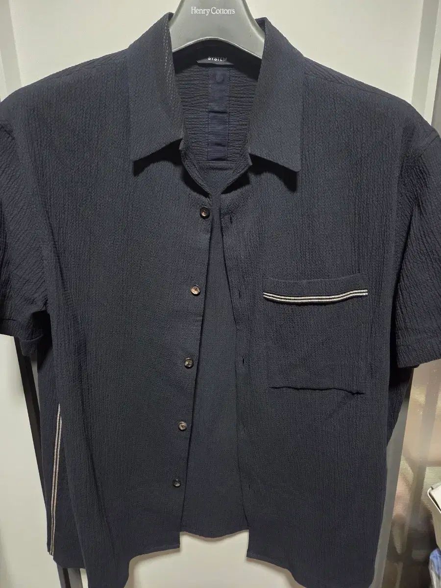 システムオム ネイビ― 半袖 シャツ 25ss