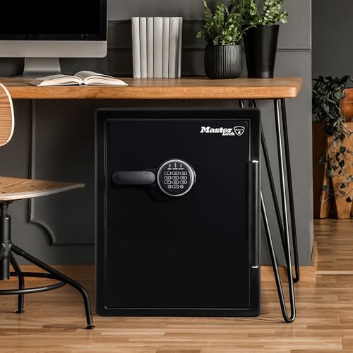 【オンライン限定】 Master Lock (マスターロック) 金庫 家庭用 UL規格 1時間 耐火 耐水 22.8L A4 テンキー トレイ ブラック LFW082FTCt b79df0df