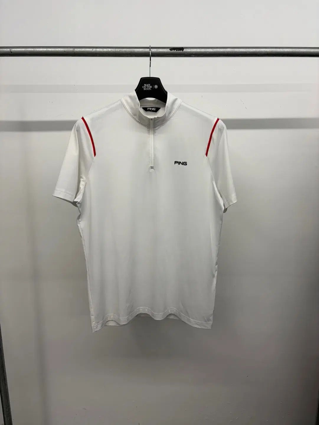 (105) メンズ PING 新モデル ゴルフ PING メッシュ 袖 ハーフジップ 半袖Tシャツ