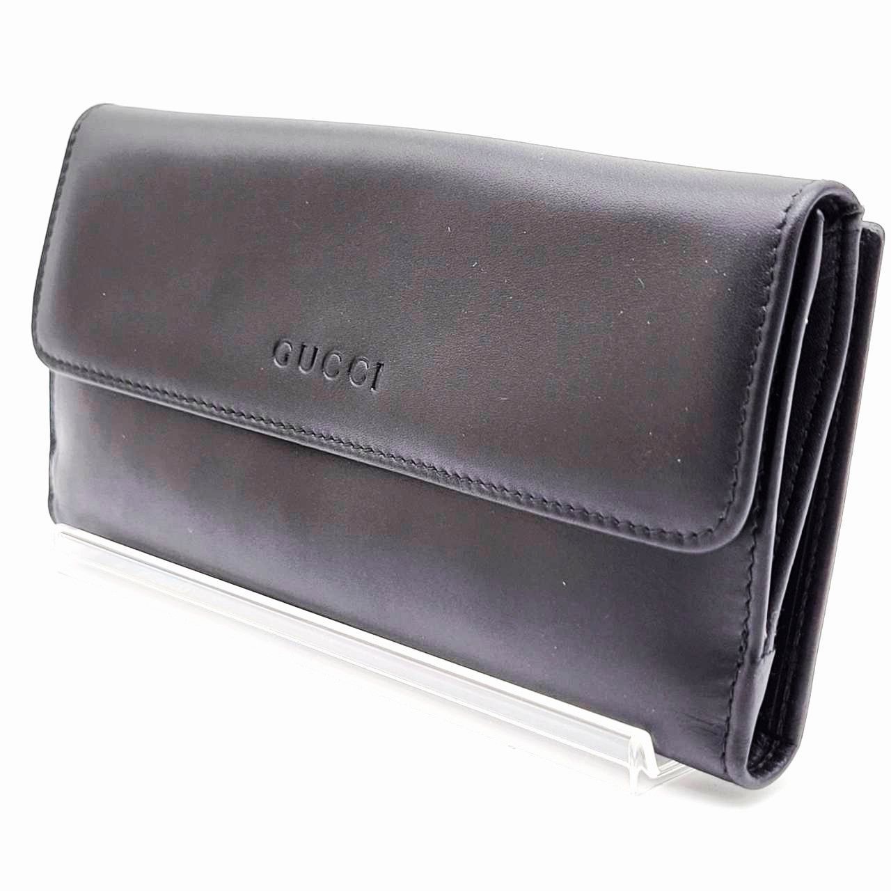 グッチ GUCCI 長財布 二つ折り ロングウォレット レザー 本革 ブラック 黒 メンズ レディース ユニセックス ウォレット フラップ 財布 シンプル ビジネス カジュアル ブランド 高級 人気 定番 エレガント プレゼント ギフト イタリア製
