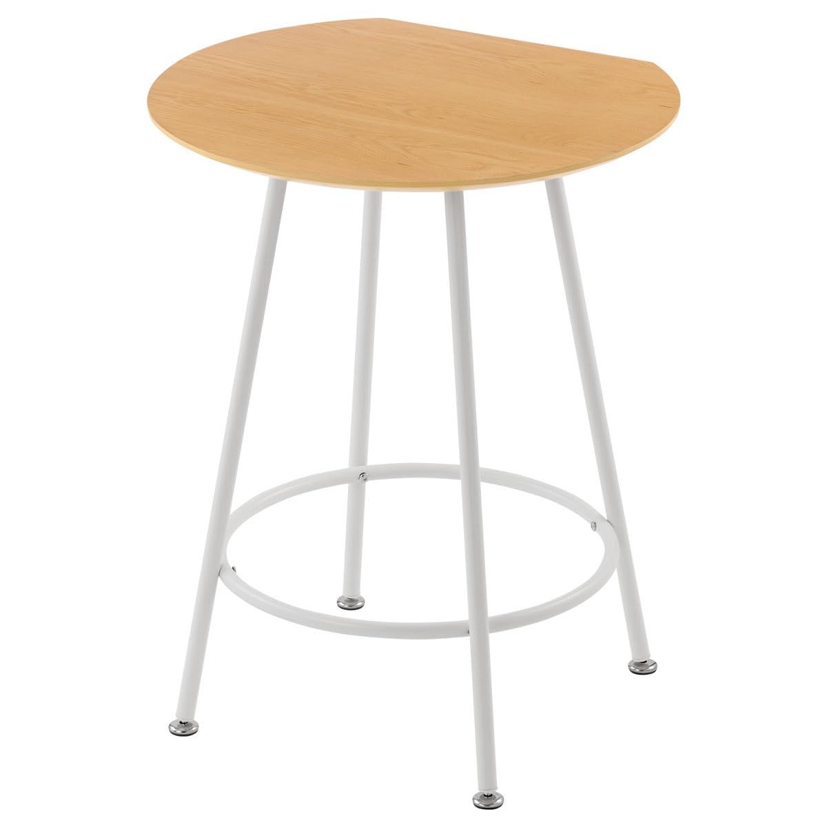 ☆新品☆ぼん家具 テーブル カフェテーブル 半円 木製 幅60×奥行54.5×高さ75.8cm ダイニングテーブル 壁付け可能 1-2人用 オーク×ホワイト 3e784f2a