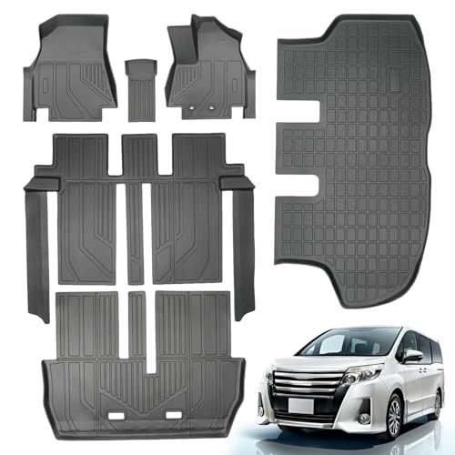 N◆ヴォクシー 80系 フロアマット 8人乗りガソリン車専用 ヴォクシー ノア VOXY NOAH 80系 3D立体カーマット | 2014年-2022年 防水 耐汚れ 耐摩擦 TPE素材 滑り止め 車種専用設計 カスタムパーツ 簡単取付 (1~3列目フロアマ