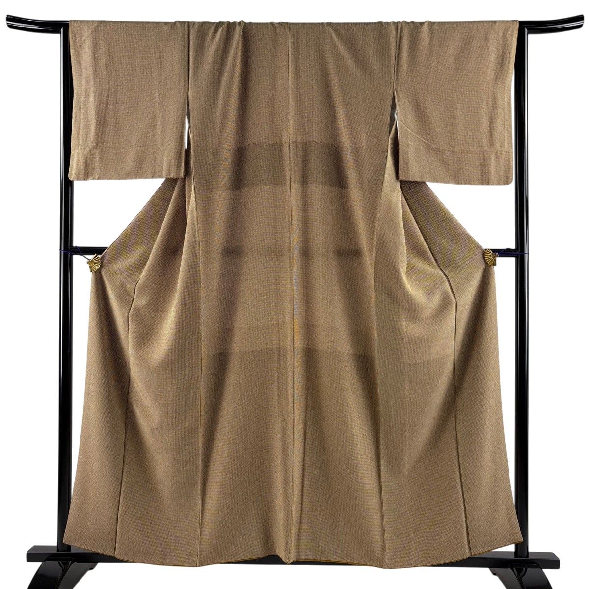 【美品】 江戸小紋 身丈158cm 裄丈66cm M 袷 角通し 薄茶色 正絹 秀品 【中古】