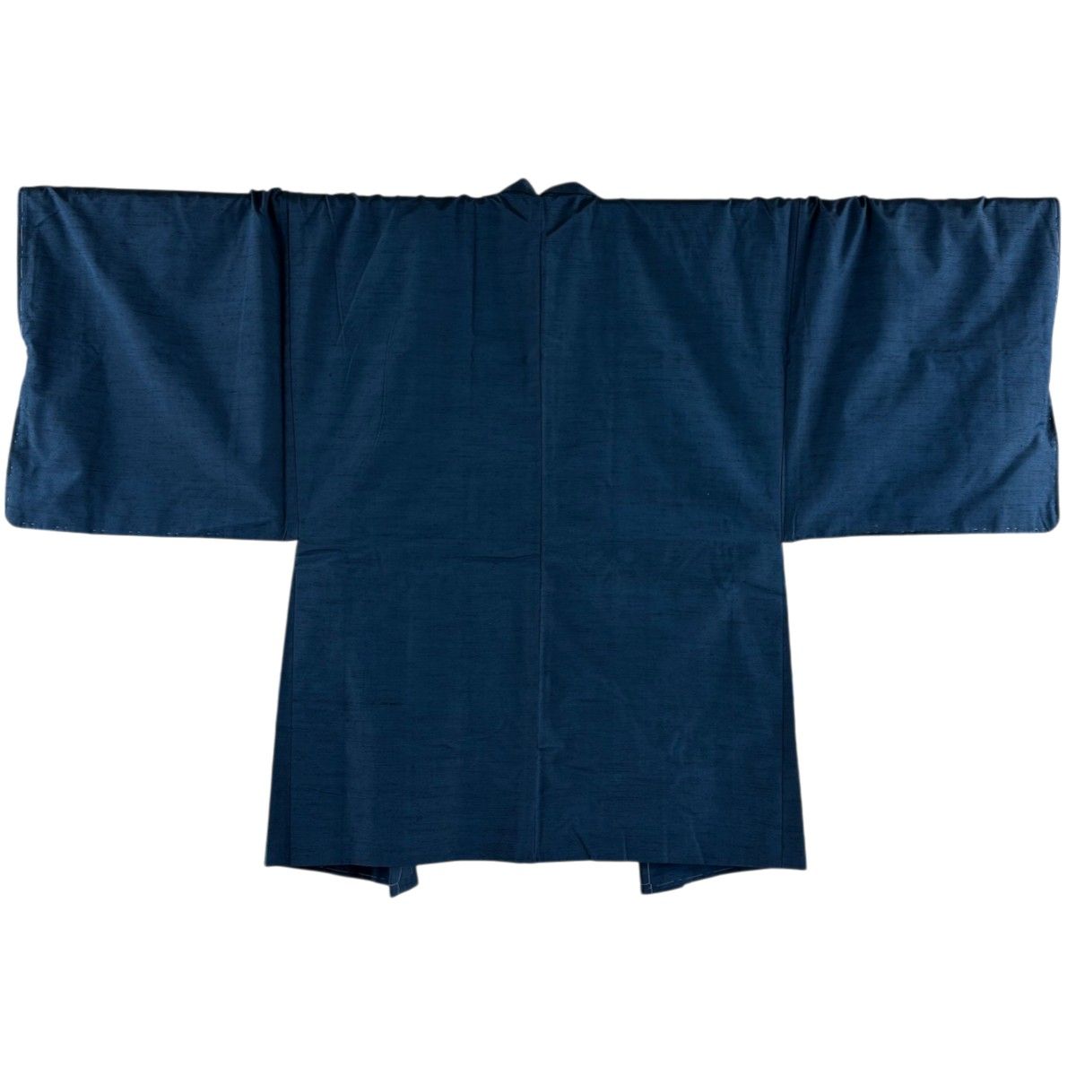 【美品】 男着物 身丈91cm 裄丈74cm L 羽織 紬地 紺色 正絹 秀品 【中古】