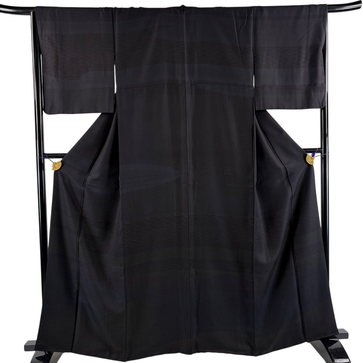 【美品】 訪問着 身丈163cm 裄丈66cm M 袷 幾何学模様 黒 正絹 秀品 【中古】