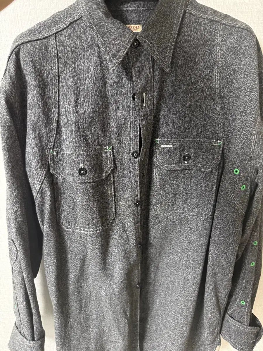 Kapital シャンブレー ボン パッチ ワーク シャツ チャコール