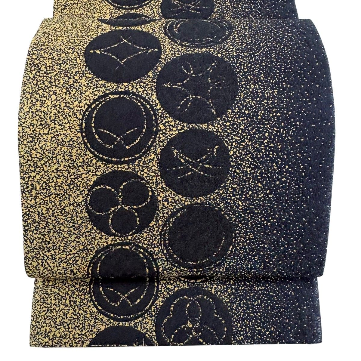 【美品】 袋帯 名品 丸文 松葉 銀糸 濃紺 全通 正絹 【中古】 12,008円
