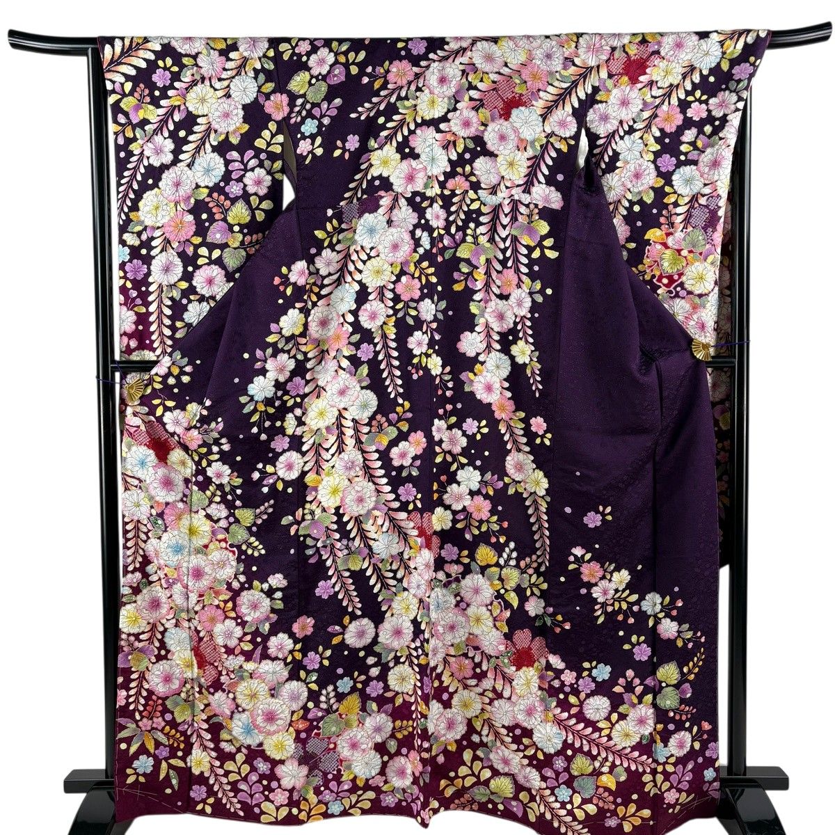 【美品】 振袖 身丈166.5cm 裄丈68cm L 袷 辻が花柄 銀通し 金彩 紫 正絹 逸品 【中古】 27,936円