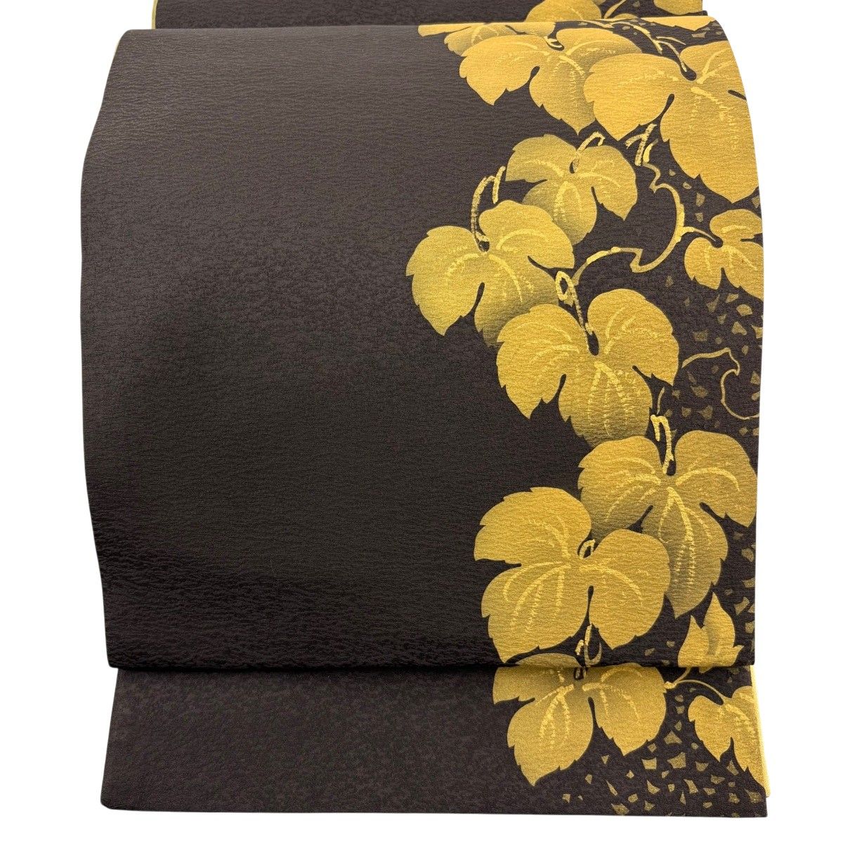 【美品】 袋帯 逸品 菅有鬼一 落款 蔦 金彩 焦茶色 六通 正絹 【中古】