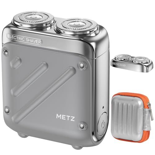METZ (メッツ) ひげそり 電動シェーバー 【2026改良型・すっきり替刃付き】 シェーバー メンズ 小型 髭剃り 電動 回転式 電気シェーバー コンパクト 電動髭剃り トラベル 旅行用 超軽量 携帯 しぇーばー 男性 ひげ剃り トラベラ cab29054