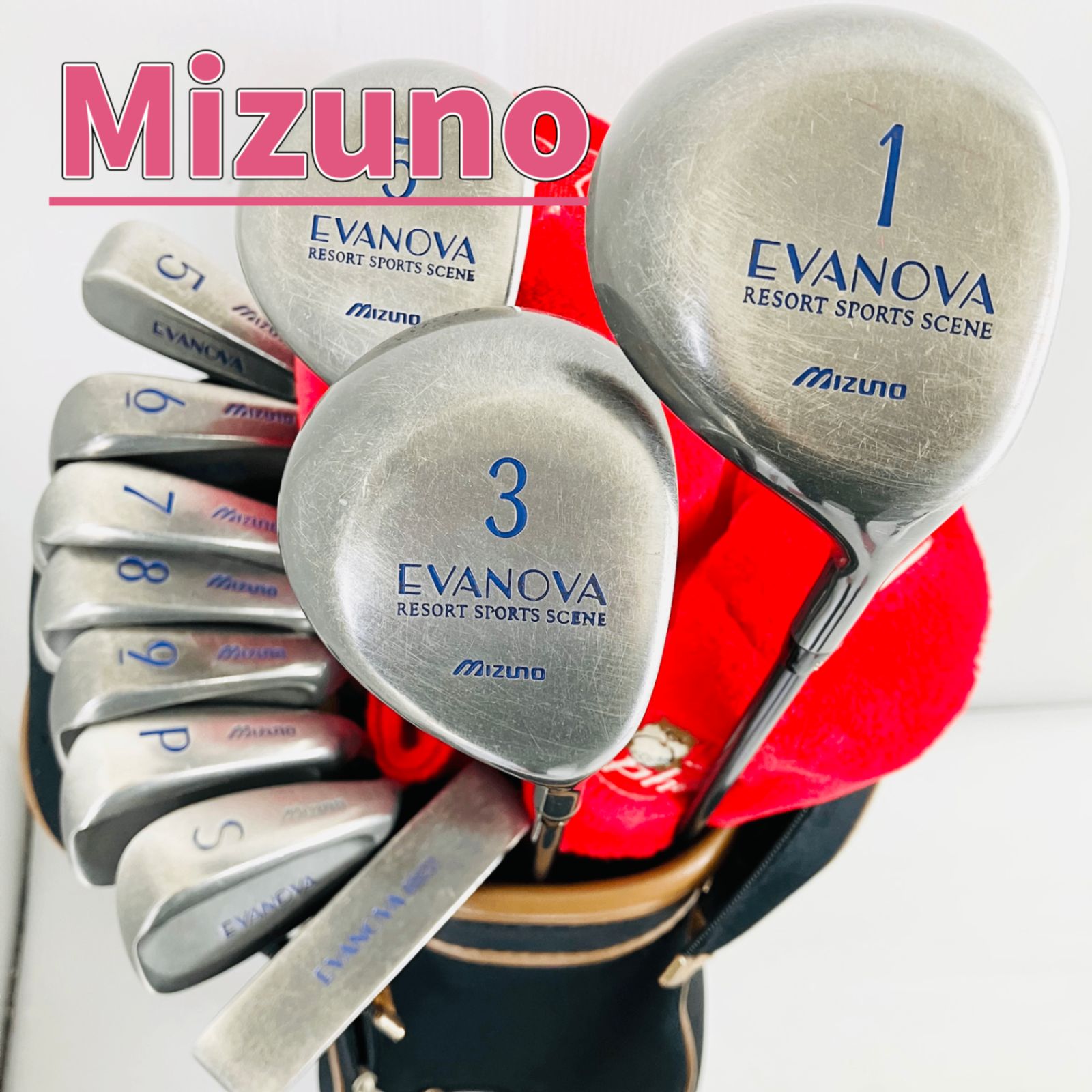レディース MIZUNO ミズノ EVANOVA エヴァノヴァ ゴルフ クラブ セット 女性 初心者 入門 バッグ付き 右利き パター付 TK-31