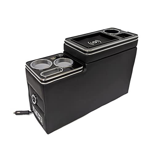 N◆Qi充電対応 セレナ ノア ヴォクシー ステップ ワゴン ミニバン 汎用 USB シガー コンソール ボックス ドリンクホルダー 収納付き FJ5329