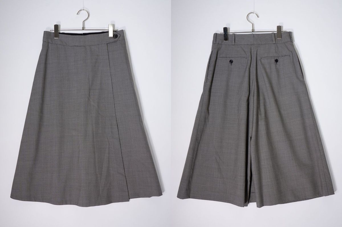 MARGARET HOWELLマーガレットハウエル FINE WOOL POPLIN TROUSERS ラップスカートデザイン ウールキュロットパンツ【3】【LPTA82891】