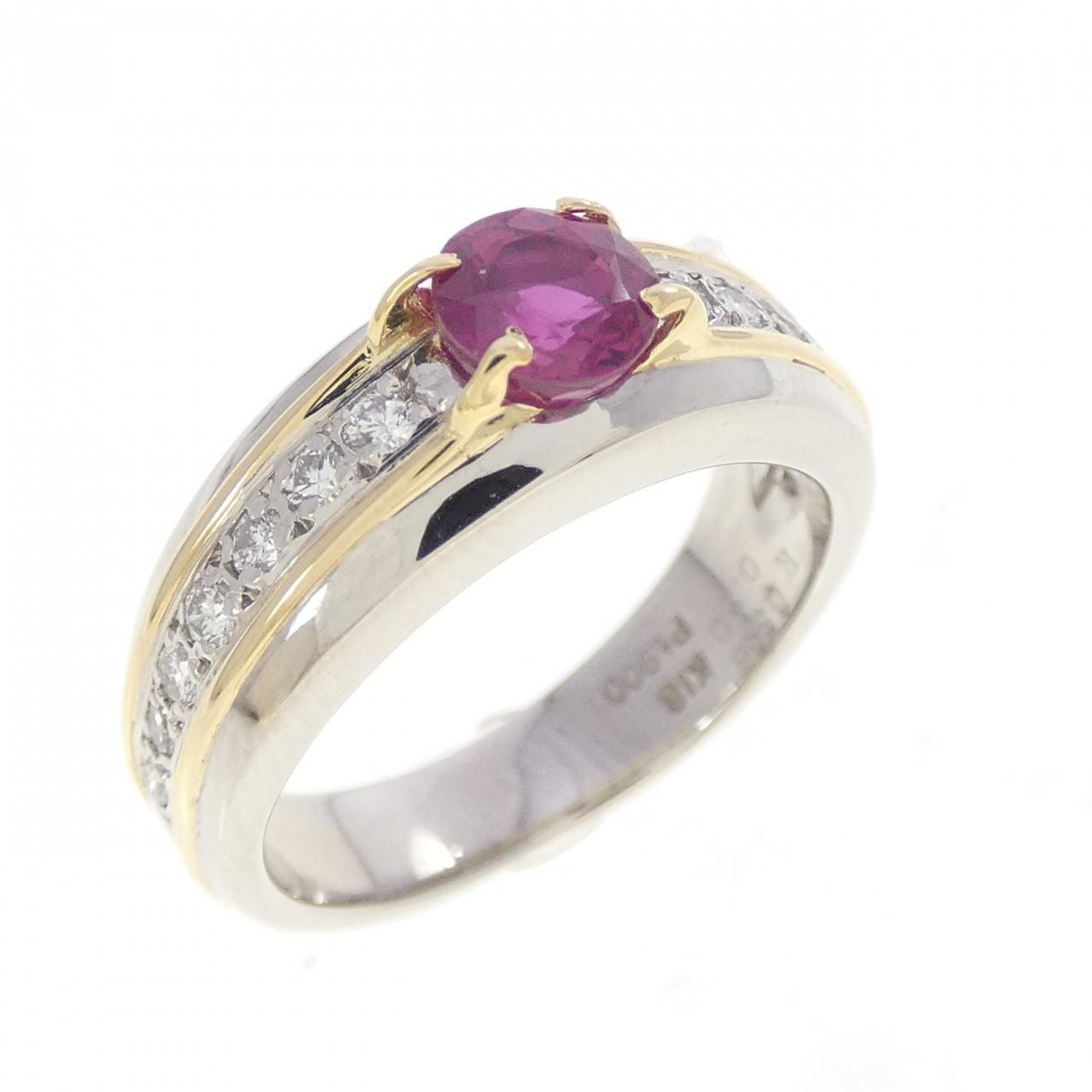 PT900/K18YG ルビー リング 0.598CT