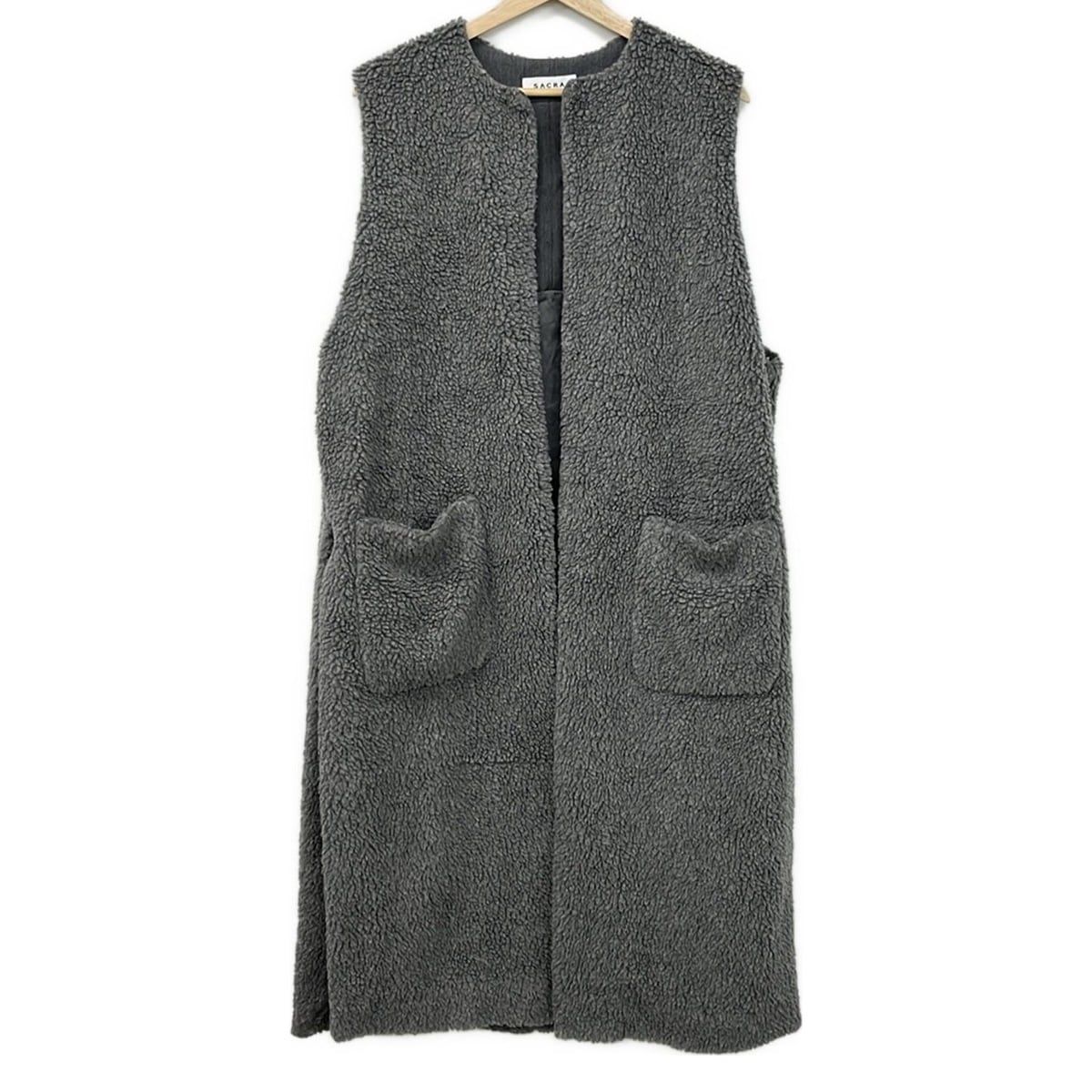 SACRA(サクラ) コート サイズ38 M レディース美品 - ダークグレー ノースリーブ/春/秋