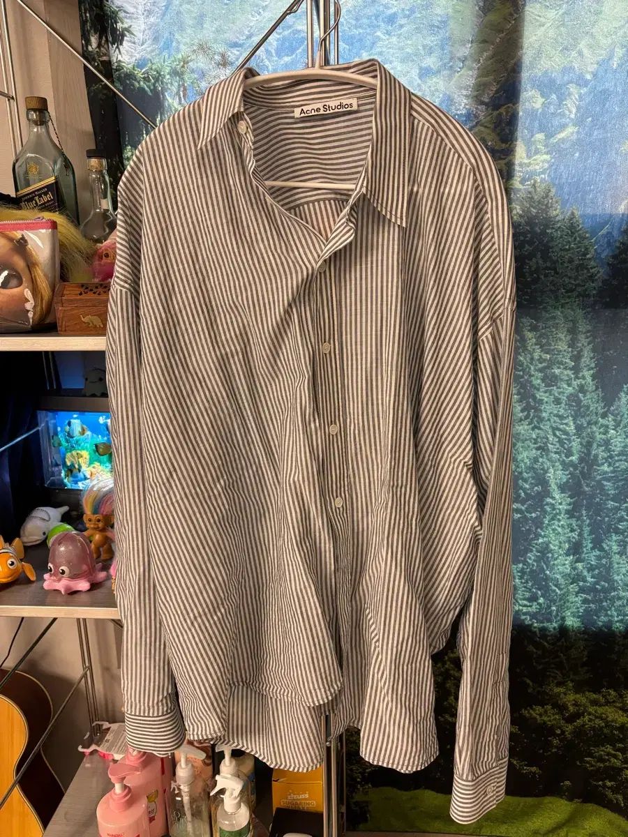 Acne Studios アクネストゥディオズ オーバーサイズ グレー ストライプシャツ 46 13,016円