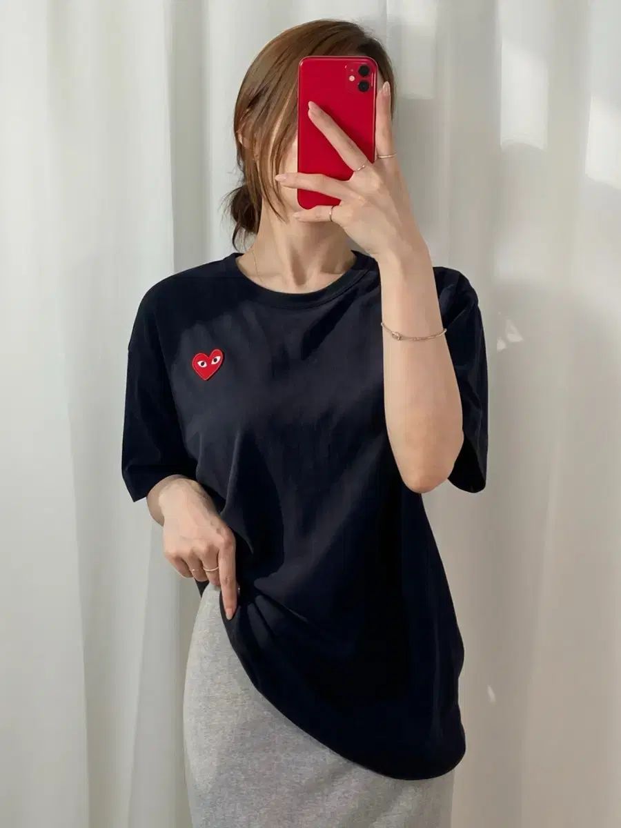 コム・デ・ギャルソン レッド ワッペン ラウンド Tシャツ